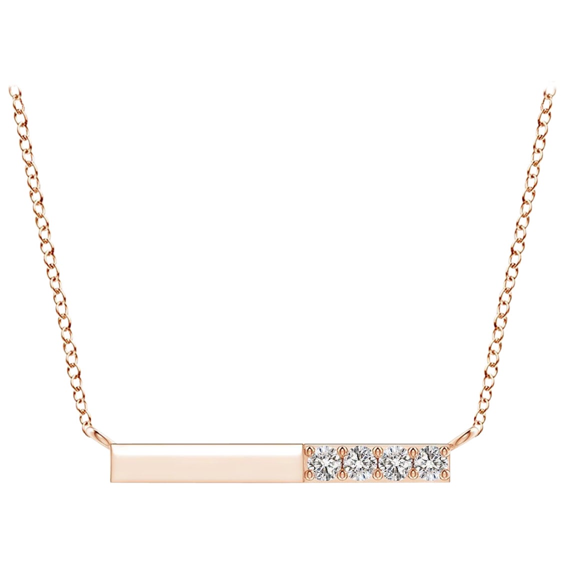 Angara Natural Prong-Set Runde Diamant Bar Halskette in 14K Rose Gold für Frauen