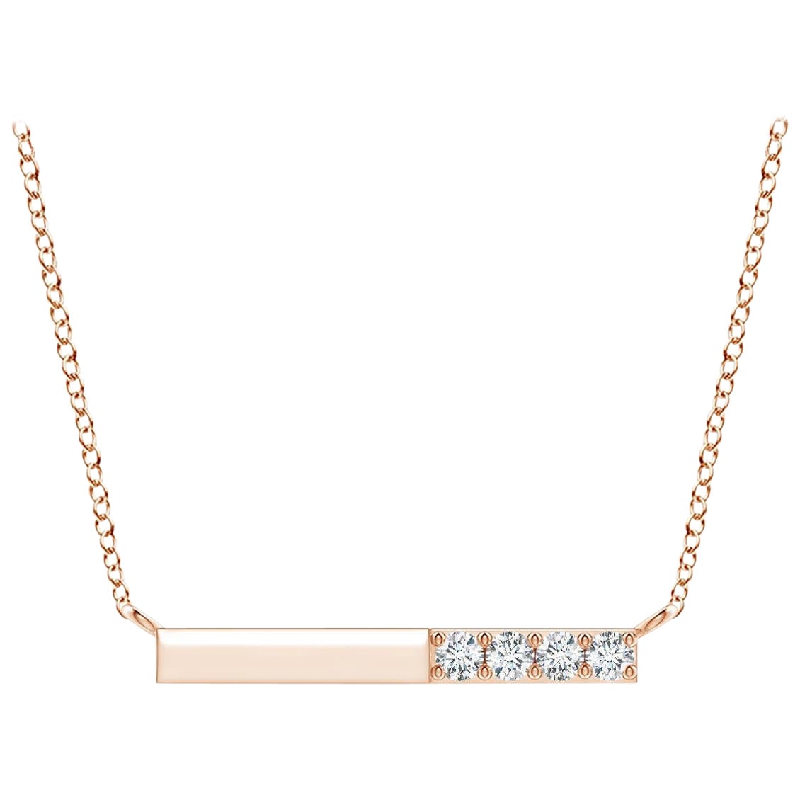 Angara Natural Prong-Set Runde Diamant Bar Halskette in 14K Rose Gold für Frauen