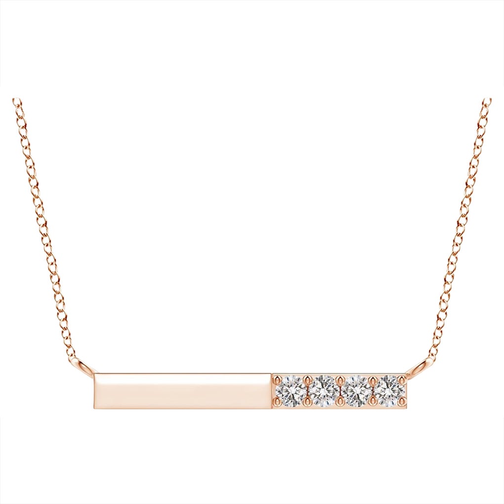 Angara Natural Prong-Set Runde Diamant Bar Halskette in 14K Rose Gold für Frauen