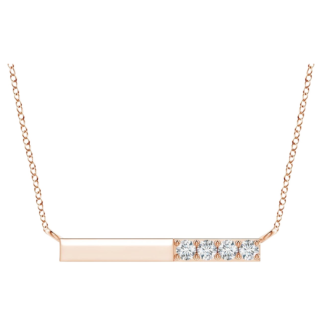 Angara Natural Prong-Set Runde Diamant Bar Halskette in 14K Rose Gold für Frauen im Angebot