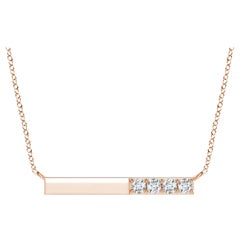 Angara Natural Prong-Set Runde Diamant Bar Halskette in 14K Rose Gold für Frauen