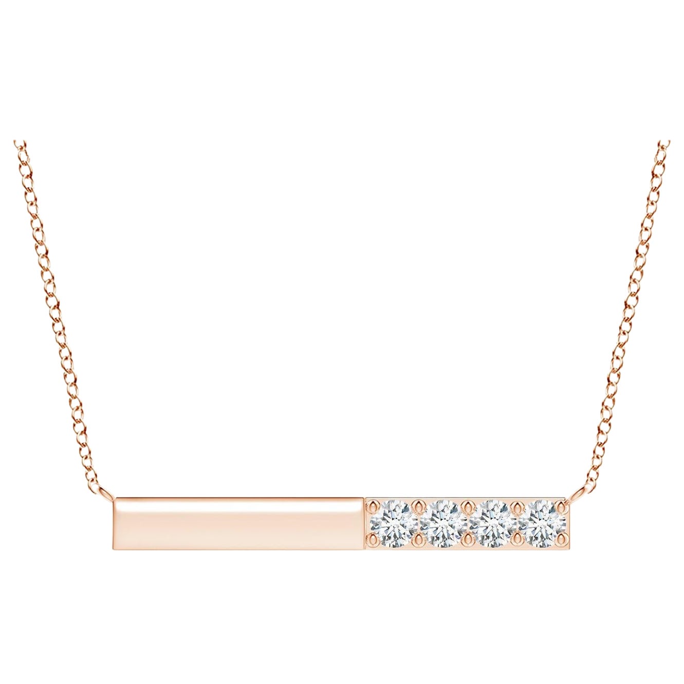 Angara Natural Prong-Set Runde Diamant Bar Halskette in 14K Rose Gold für Frauen im Angebot