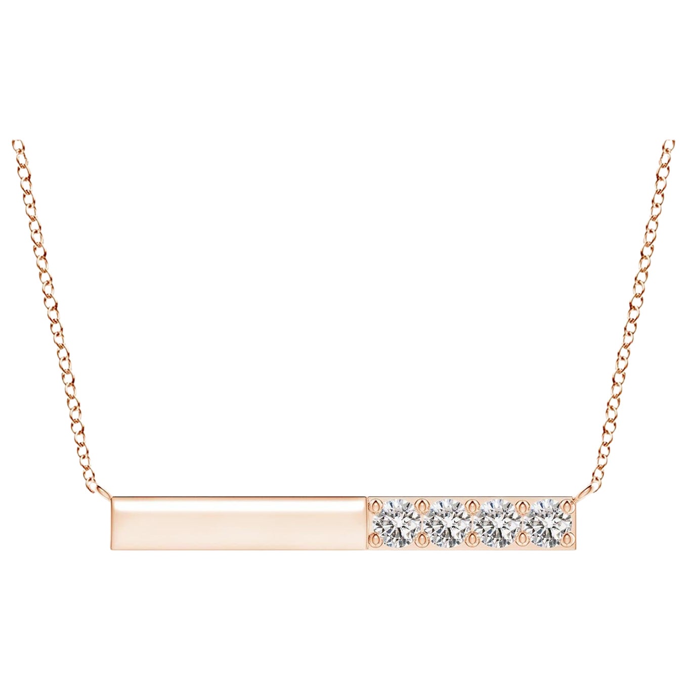 Angara Natural Prong-Set Runde Diamant Bar Halskette in 14K Rose Gold für Frauen