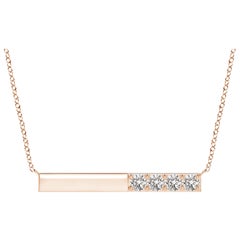 Angara Natural Prong-Set Runde Diamant Bar Halskette in 14K Rose Gold für Frauen