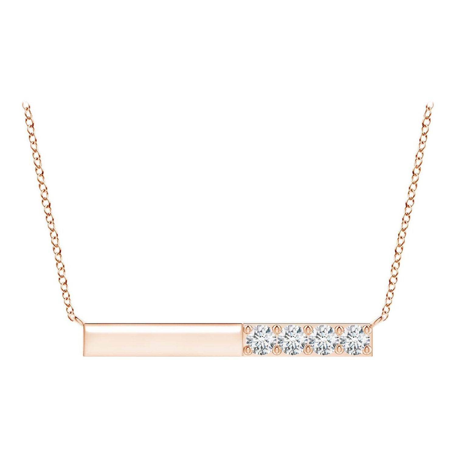 Angara Natural Prong-Set Runde Diamant Bar Halskette in 14K Rose Gold für Frauen
