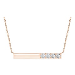 Angara Natural Prong-Set Runde Diamant Bar Halskette in 14K Rose Gold für Frauen