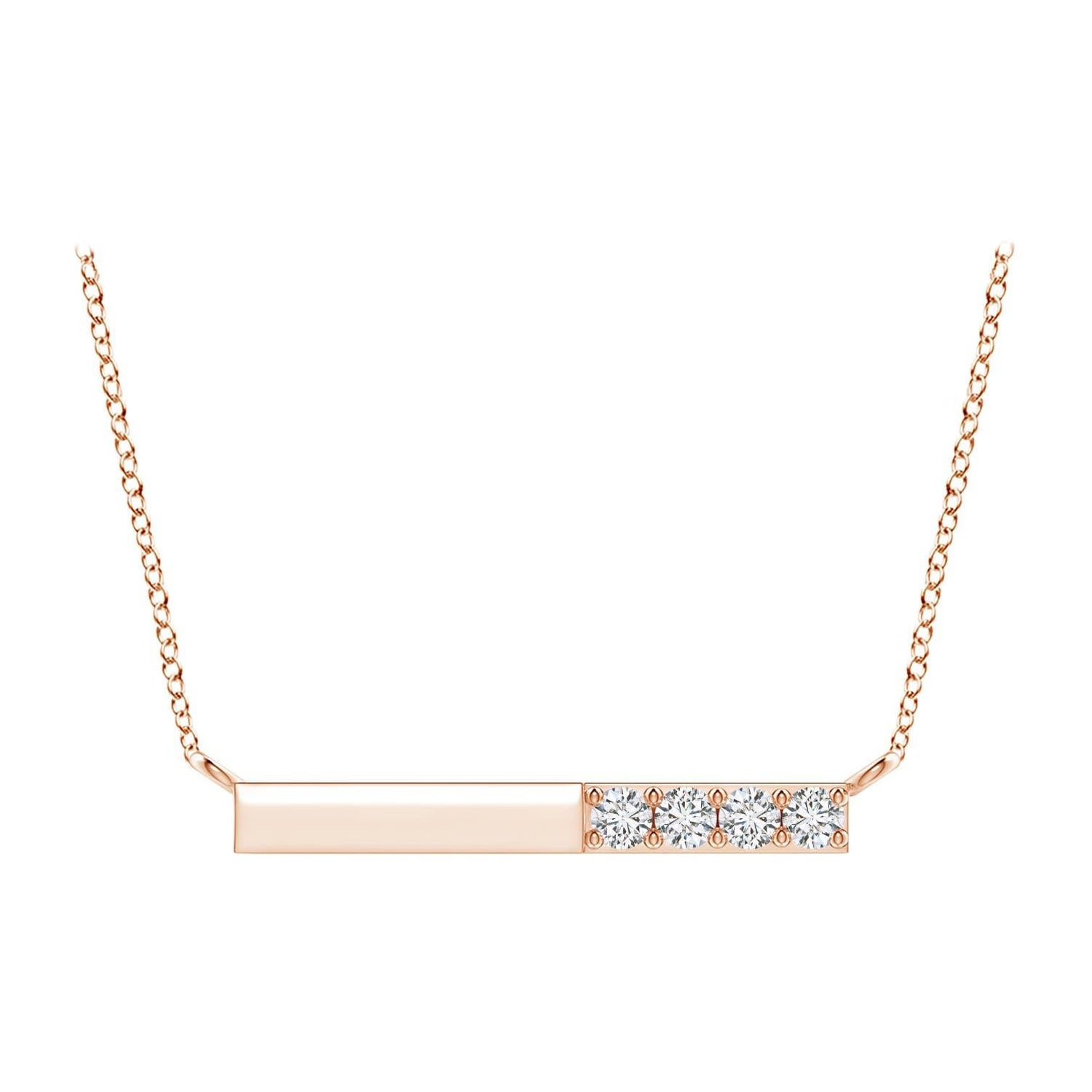 Angara Natural Prong-Set Runde Diamant Bar Halskette in 14K Rose Gold für Frauen