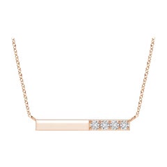 Angara Natural Prong-Set Runde Diamant Bar Halskette in 14K Rose Gold für Frauen