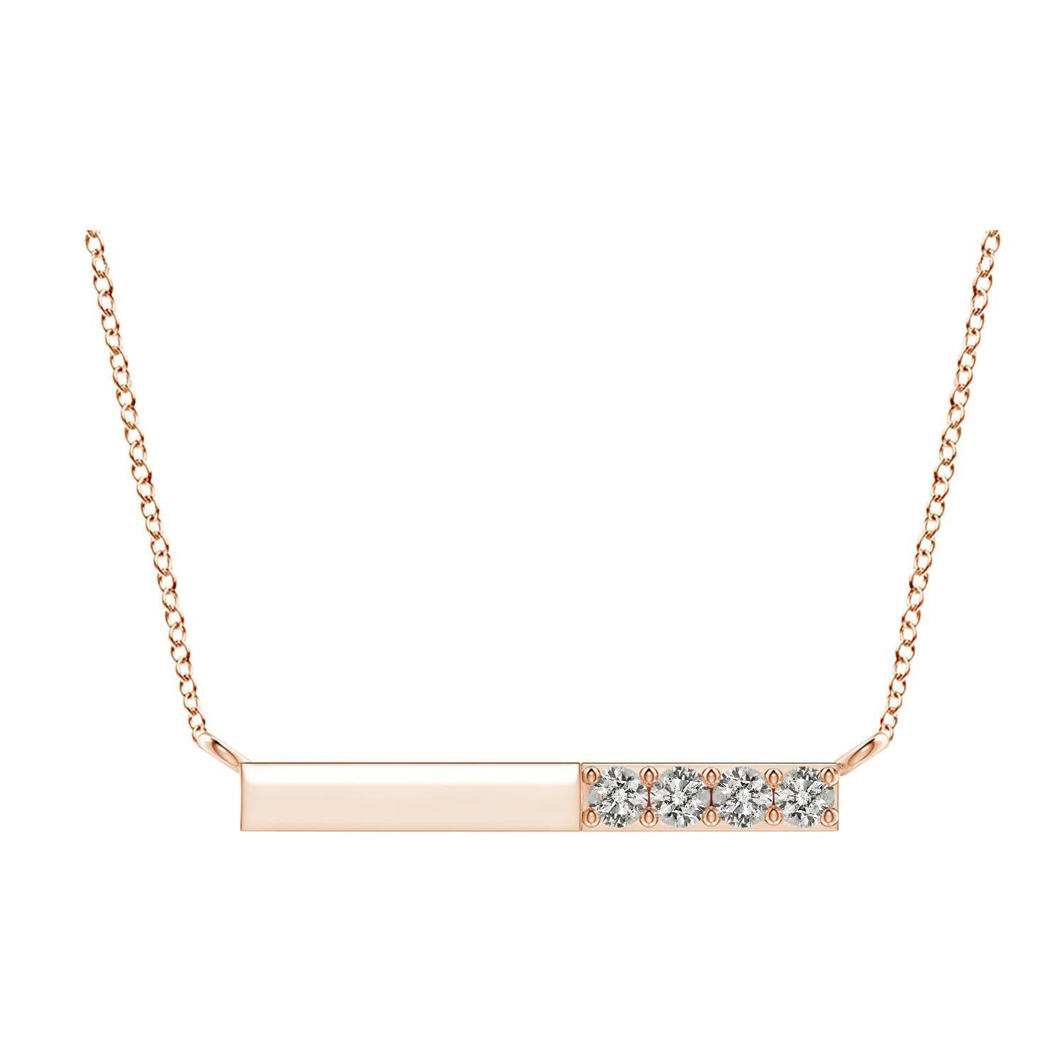 Collier barré de diamants ronds naturels en or rose 14 carats pour femmes Angara