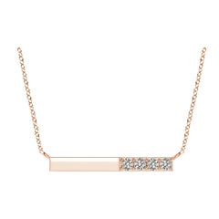 Collier barré de diamants ronds naturels en or rose 14 carats pour femmes Angara
