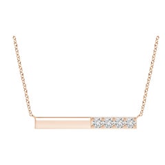 Collier barré de diamants ronds naturels en or rose 14 carats pour femmes Angara