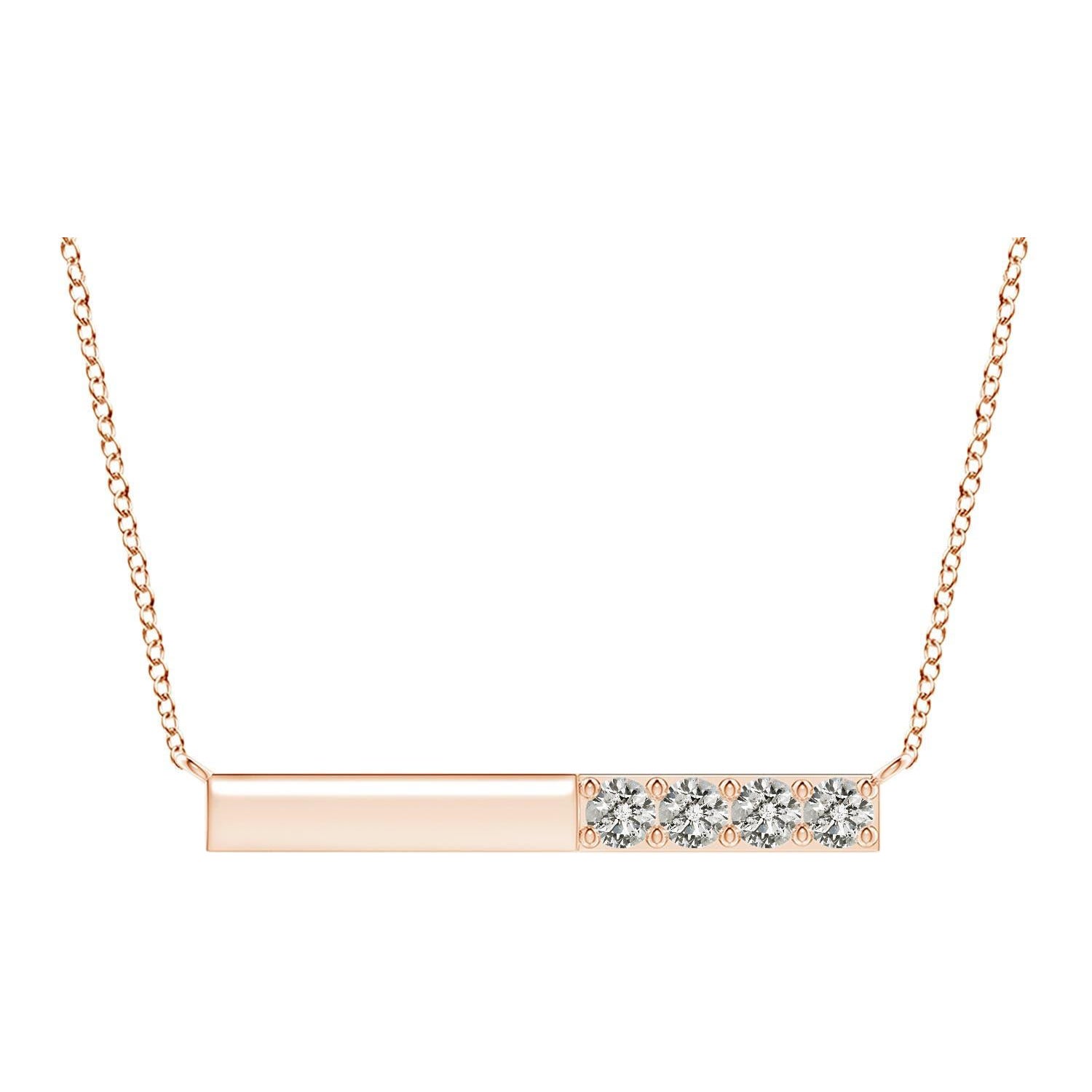 Collier barré de diamants ronds naturels en or rose 14 carats pour femmes Angara