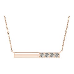Collier barré de diamants ronds naturels en or rose 14 carats pour femmes Angara