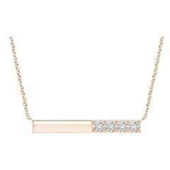 Collier barré de diamants ronds naturels en or rose 14 carats pour femmes Angara