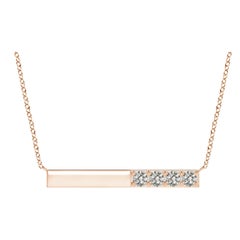 Collier barré de diamants ronds naturels en or rose 14 carats pour femmes Angara