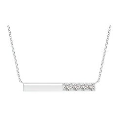 Collier barré de diamants ronds naturels en or blanc 14 carats Angara pour femmes