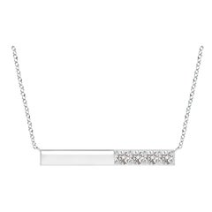 Collier barré de diamants ronds naturels en or blanc 14 carats Angara pour femmes