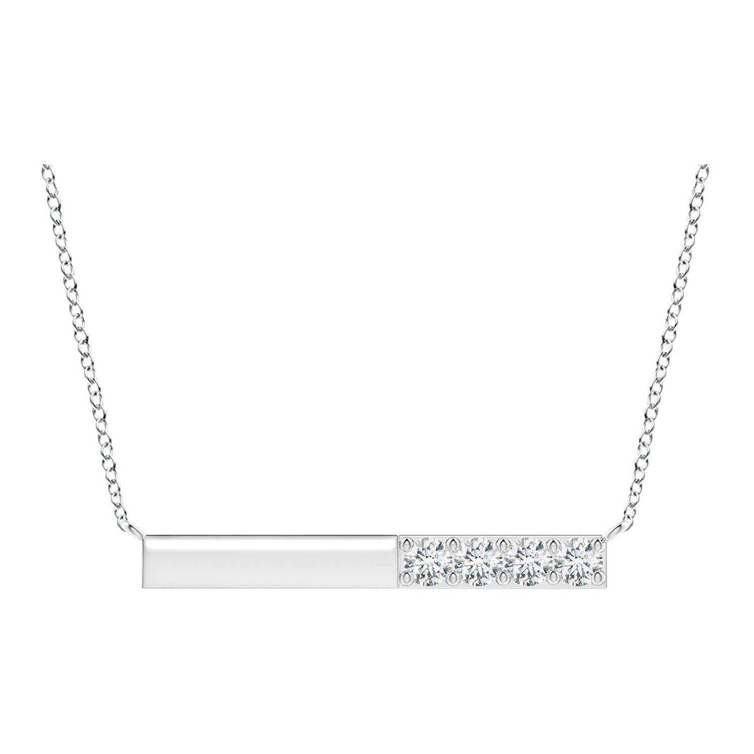 Angara Collar con Barra de Diamantes Redondos Naturales Engastados en Oro Blanco de 14 K para Mujer en venta