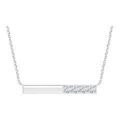 Collier barré de diamants ronds naturels en or blanc 14 carats Angara pour femmes
