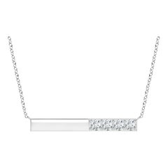Collier barré de diamants ronds naturels en or blanc 14 carats Angara pour femmes
