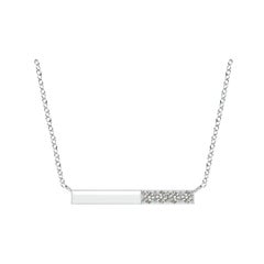 Collier barré de diamants ronds naturels en or blanc 14 carats Angara pour femmes
