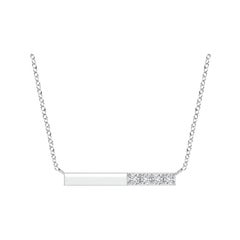 Collier barré de diamants ronds naturels en or blanc 14 carats Angara pour femmes
