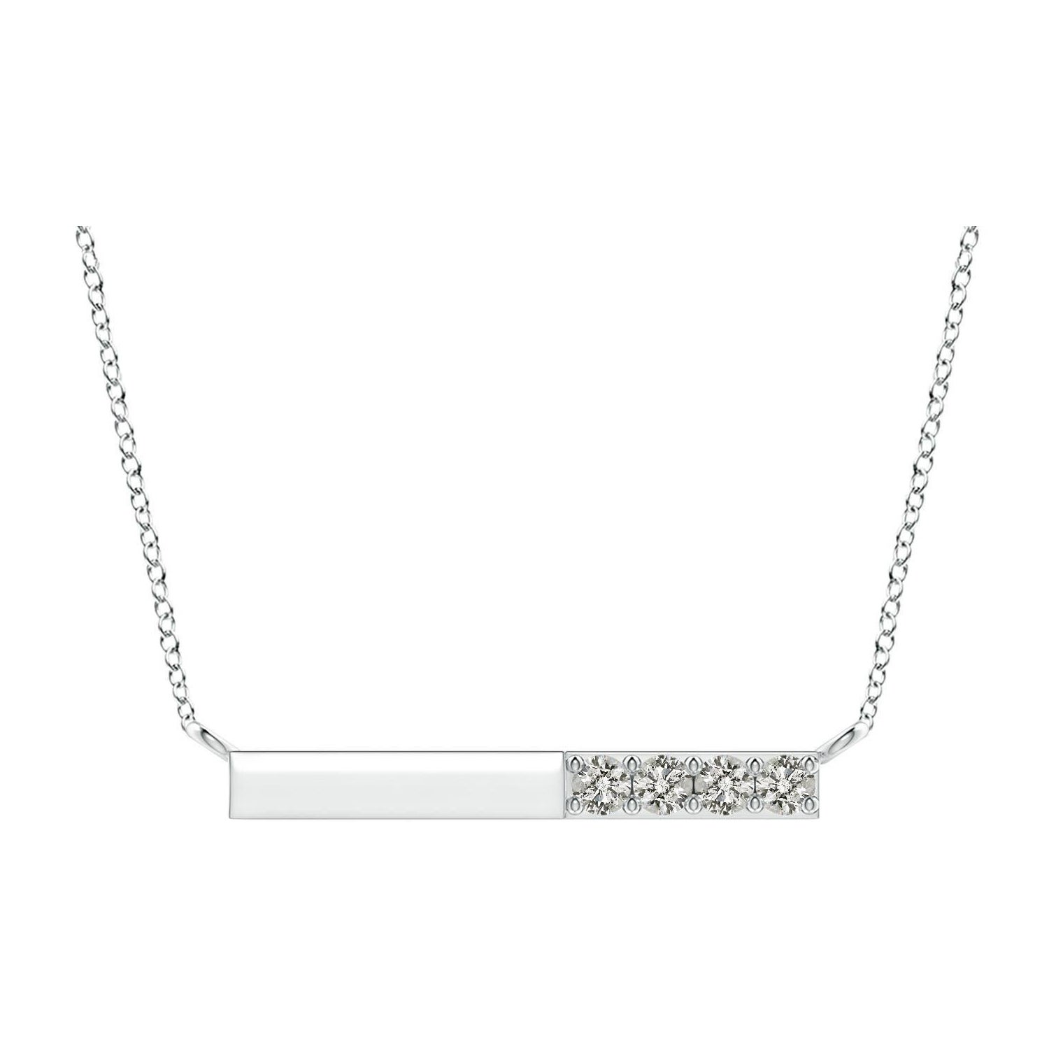 Collier barré de diamants ronds naturels en or blanc 14 carats Angara pour femmes