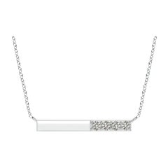 Collier barré de diamants ronds naturels en or blanc 14 carats Angara pour femmes