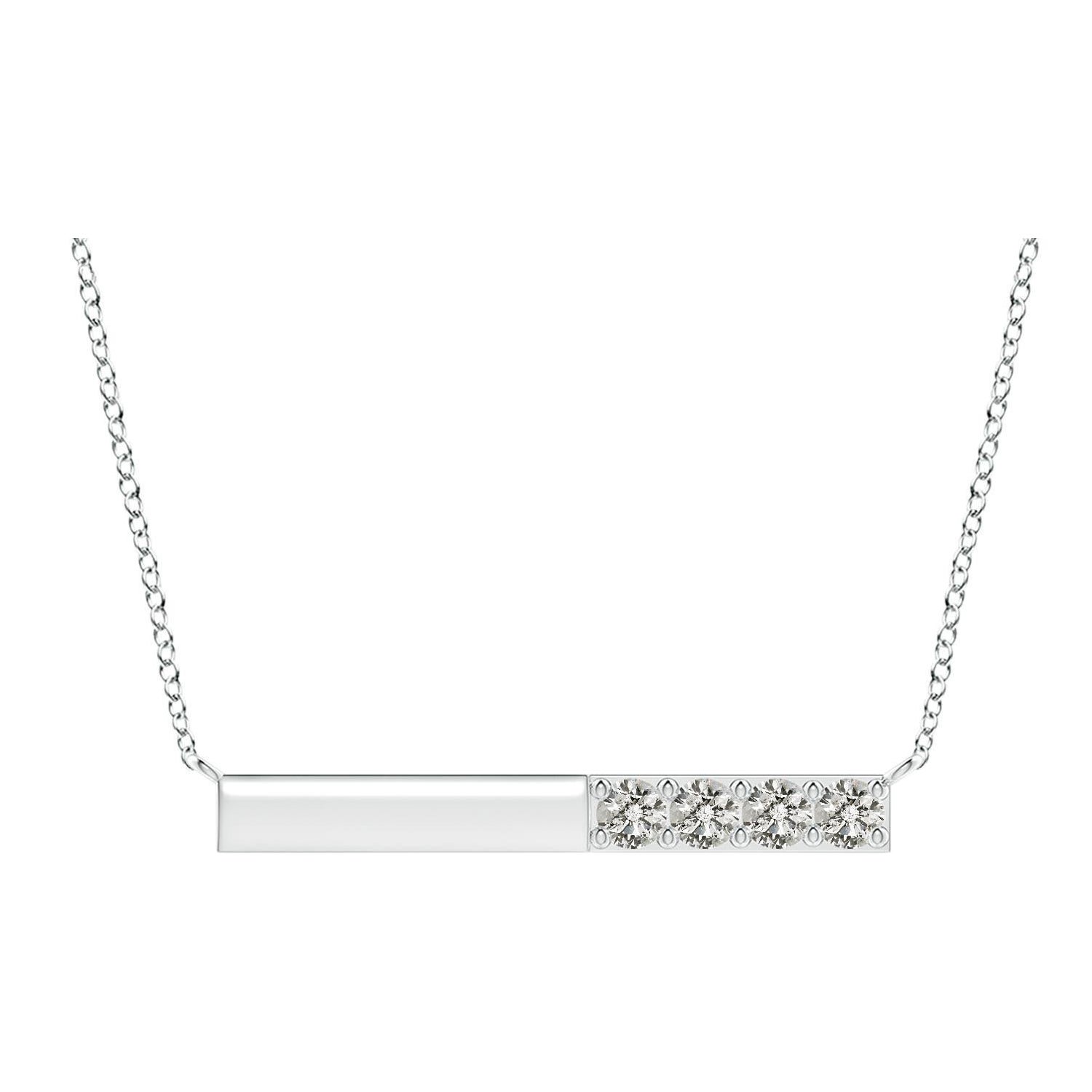 Collier barré de diamants ronds naturels en or blanc 14 carats Angara pour femmes