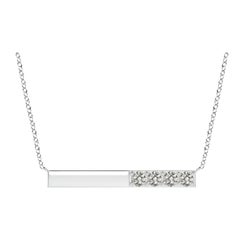 Collier barré de diamants ronds naturels en or blanc 14 carats Angara pour femmes