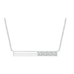 Angara Natural Prong-Set Runde Diamant Bar Halskette in 14K Weißgold für Frauen