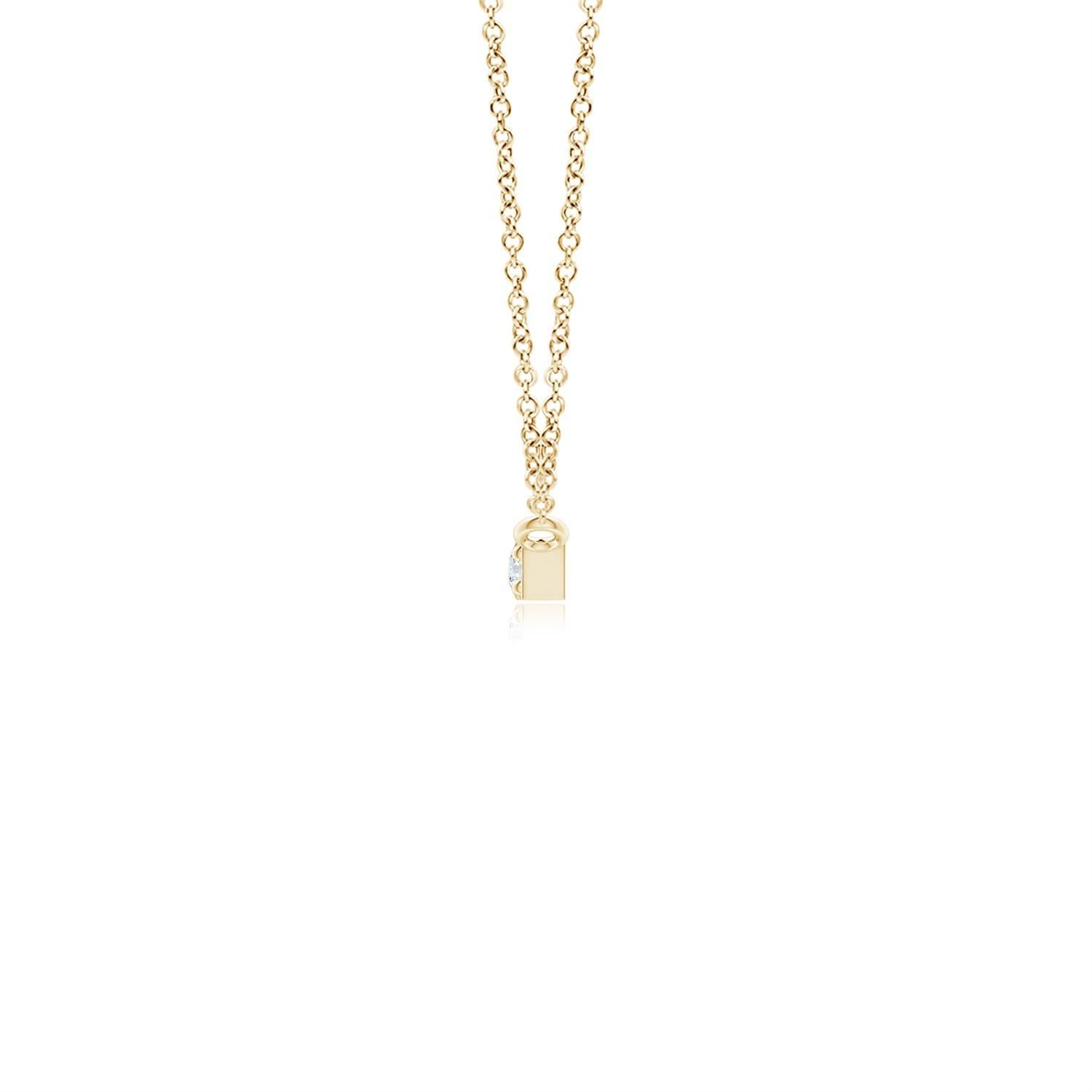 Questa collana a barretta in oro giallo 14k ha un design semplice e minimale. La barra lucidissima è sospesa orizzontalmente dalla catena e ornata da diamanti rotondi brillanti incastonati.
Il diamante è la pietra natale di aprile e il regalo