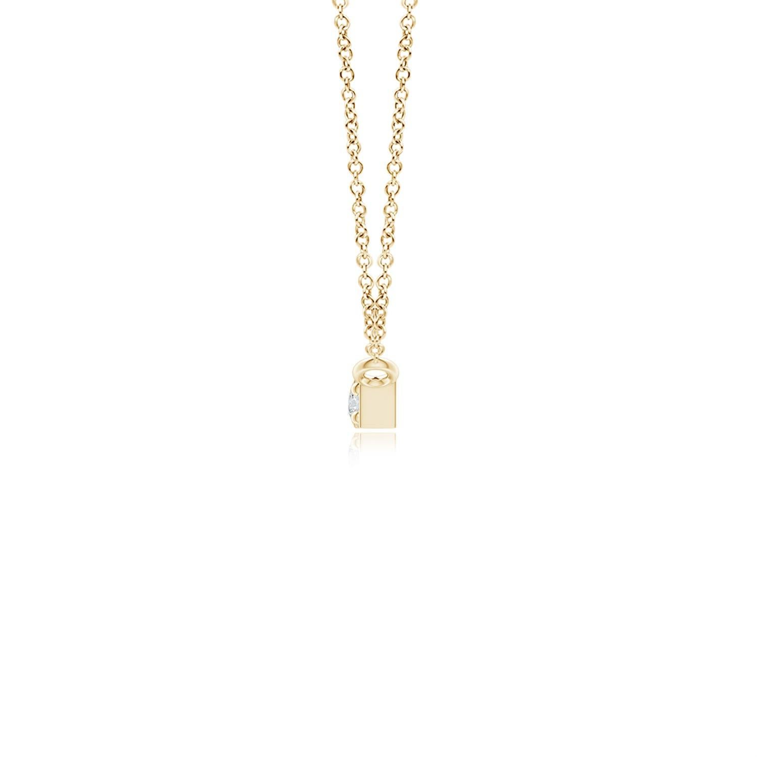 Questa collana a barretta in oro giallo 14k ha un design semplice e minimale. La barra lucidissima è sospesa orizzontalmente dalla catena e ornata da diamanti rotondi brillanti incastonati.
Il diamante è la pietra natale di aprile e il regalo