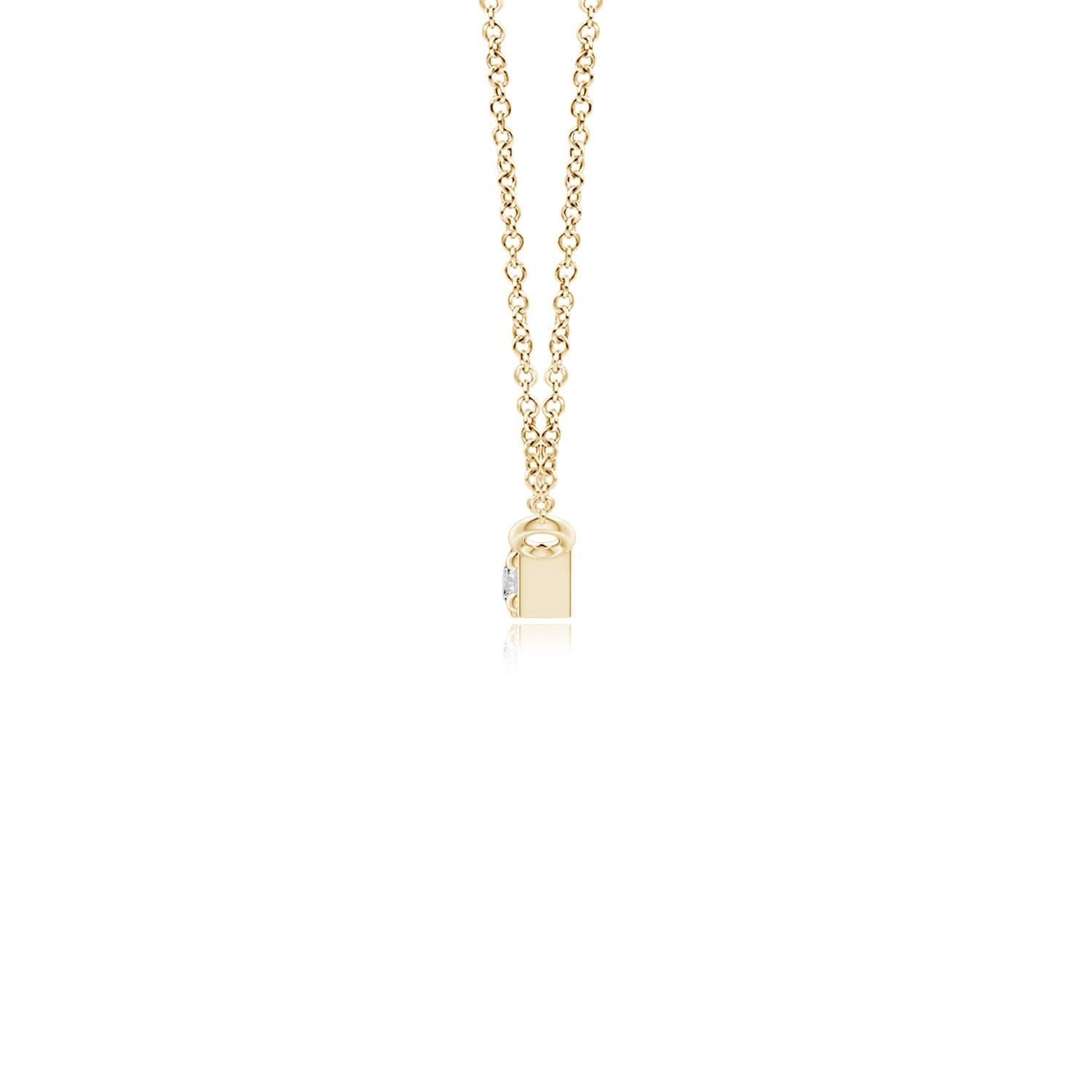 Questa collana a barretta in oro giallo 14k ha un design semplice e minimale. La barra lucidissima è sospesa orizzontalmente dalla catena e ornata da diamanti rotondi brillanti incastonati.
Il diamante è la pietra natale di aprile e il regalo