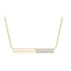 Angara Natural Prong-Set Round Diamond Bar Halskette in 14K Gelbgold