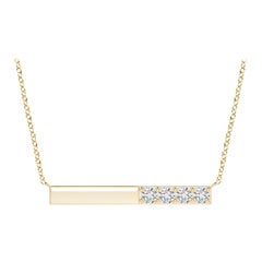 Angara Natural Prong-Set Round Diamond Bar Halskette in 14K Gelbgold