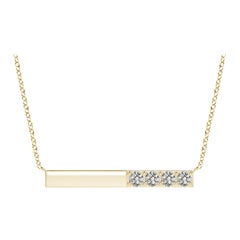Angara Natural Prong-Set Round Diamond Bar Halskette in 14K Gelbgold