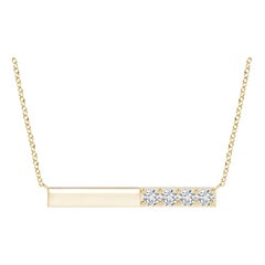 Angara Natural Prong-Set Round Diamond Bar Halskette in 14K Gelbgold