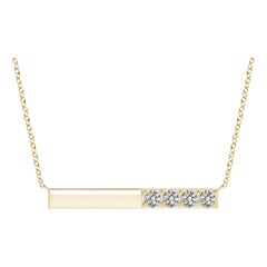 Angara Natural Prong-Set Round Diamond Bar Halskette in 14K Gelbgold
