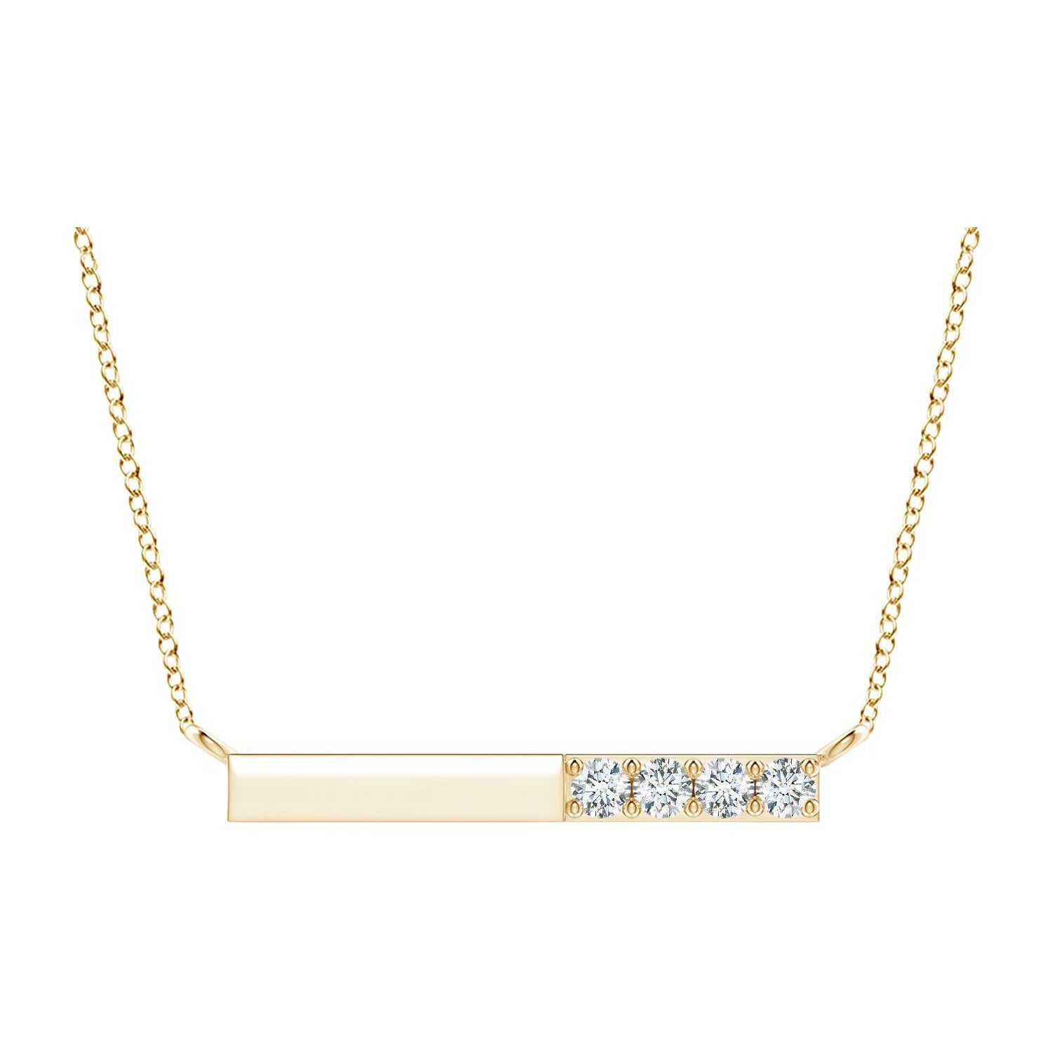 Collier barré de diamants ronds naturels en or jaune 14 carats pour femmes Angara en vente