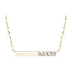 Collier barré de diamants ronds naturels en or jaune 14 carats pour femmes Angara