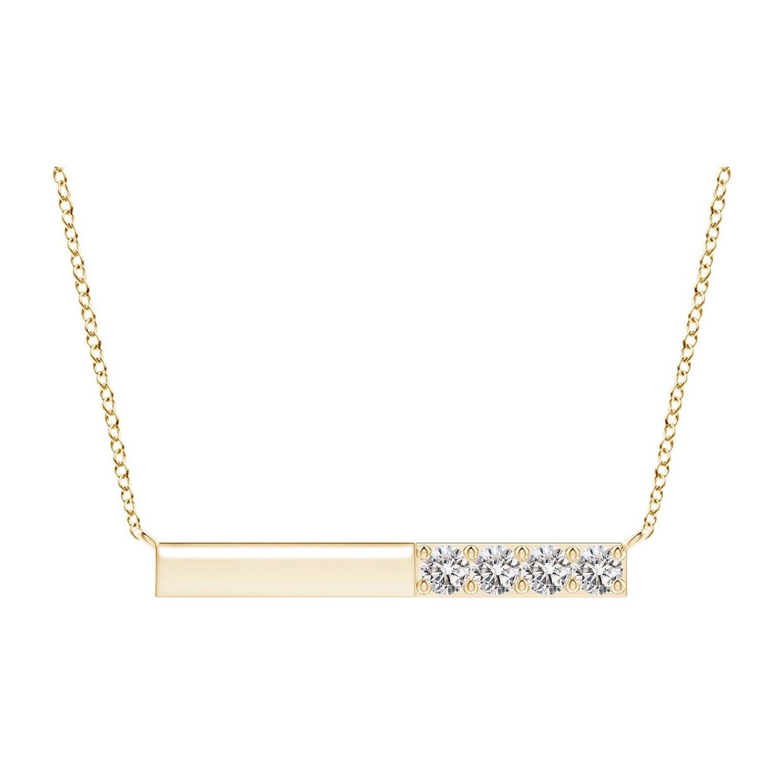 Collier barré de diamants ronds naturels en or jaune 14 carats pour femmes Angara