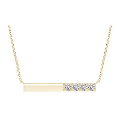 Collier barré de diamants ronds naturels en or jaune 14 carats pour femmes Angara