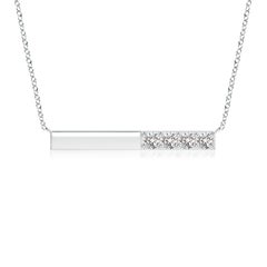 Angara Natural Prong-Set Round Diamond Bar Necklace in Platinum for Women