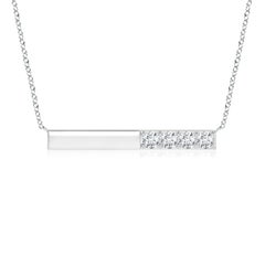 Angara Natural Prong-Set Runde Diamant Bar Halskette in Platin für Frauen