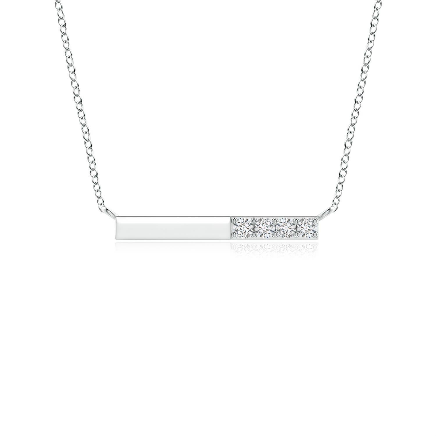 Angara Natural Prong-Set Runde Diamant Bar Halskette in Platin für Frauen