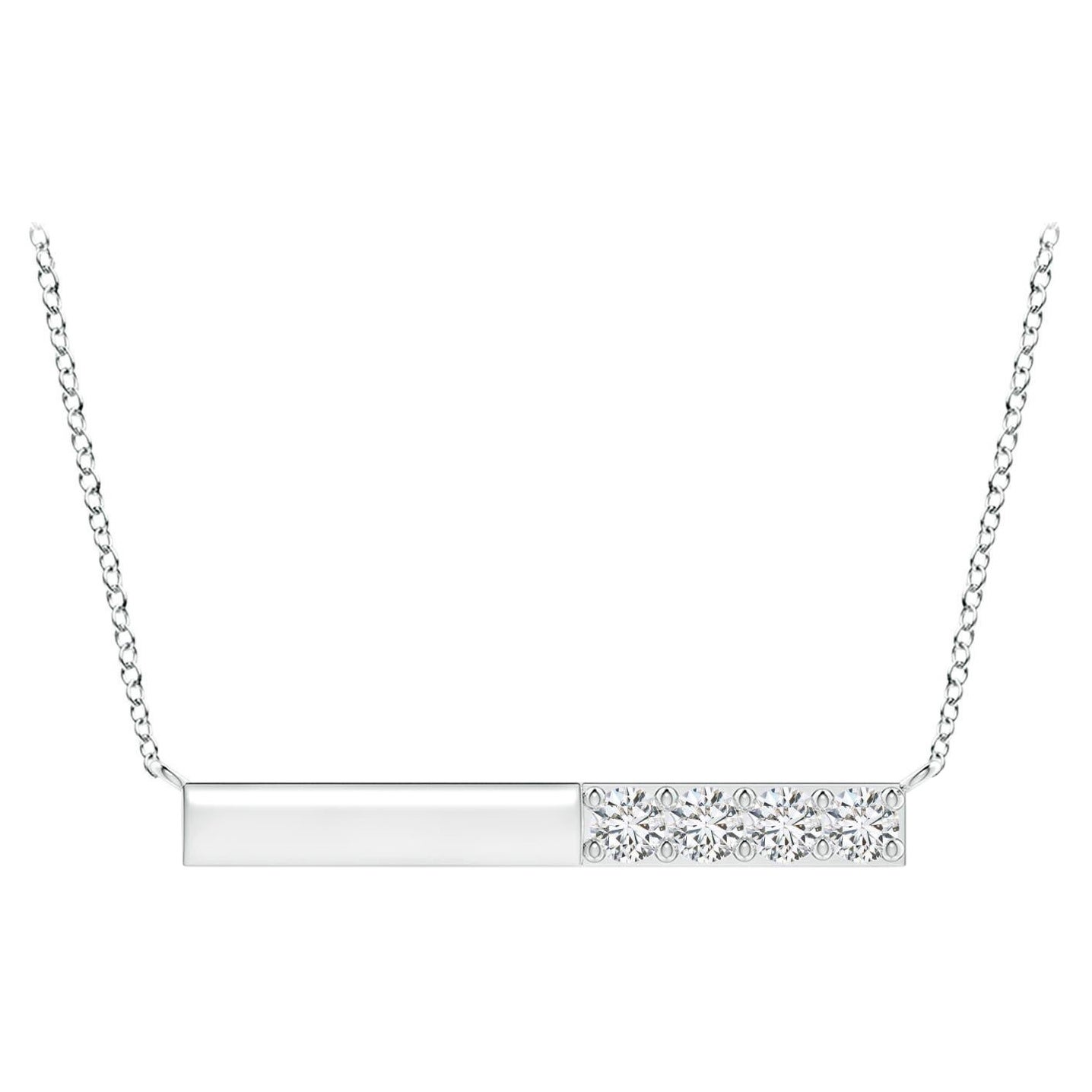 Angara Natural Prong-Set Runde Diamant Bar Halskette in Platin für Frauen