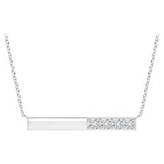 Angara Collar con Barra de Diamantes Redondos Naturales Engastados en Platino para Mujer