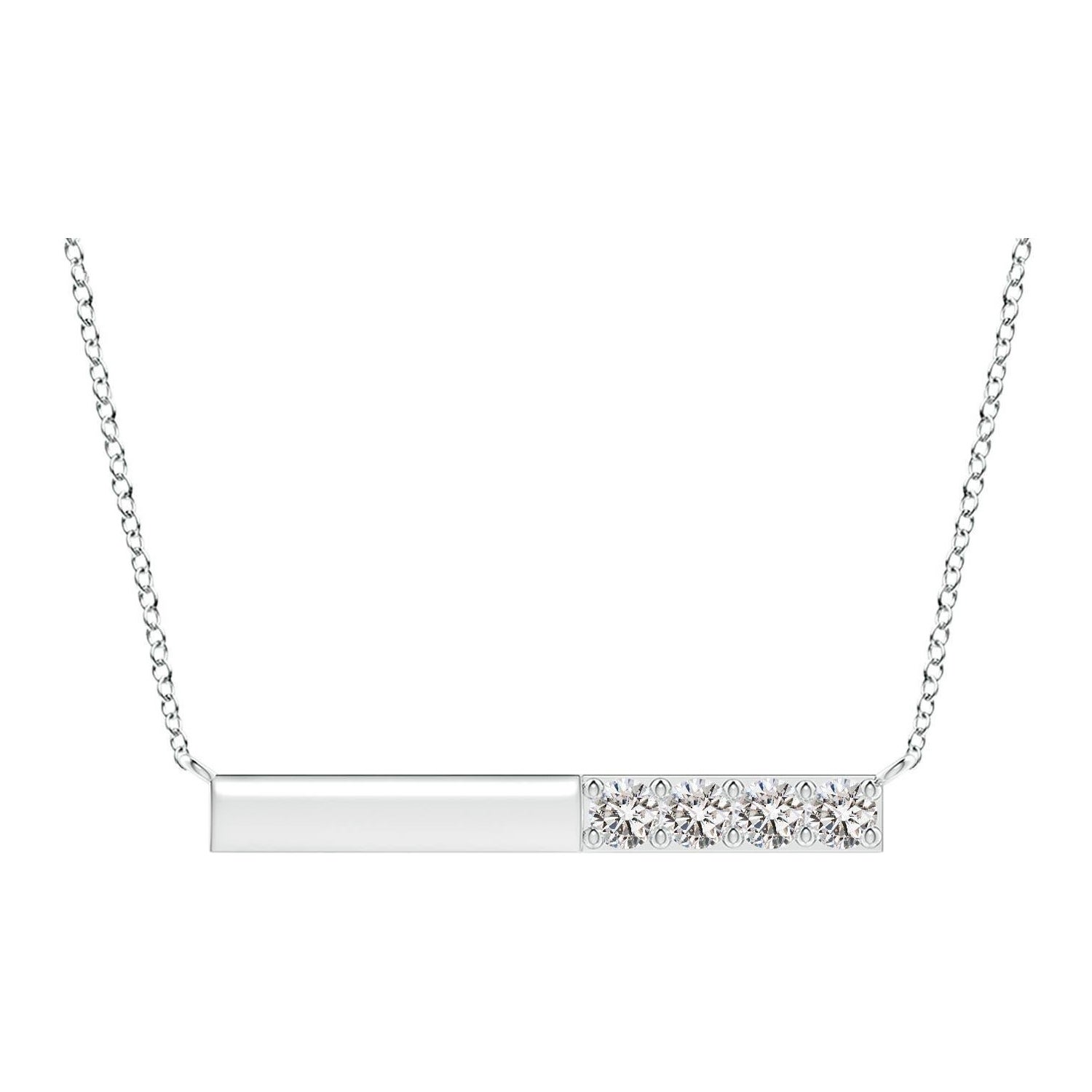 Collier en platine avec barrette de diamants ronds sertis clos Angara pour femmes