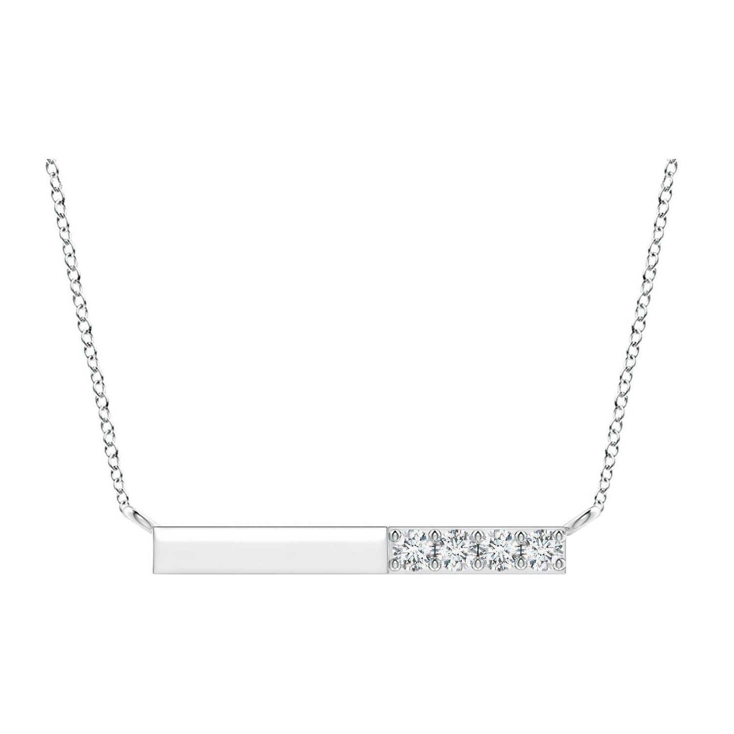 Angara Natural Prong-Set Round Diamond Bar Necklace in Platinum for Women